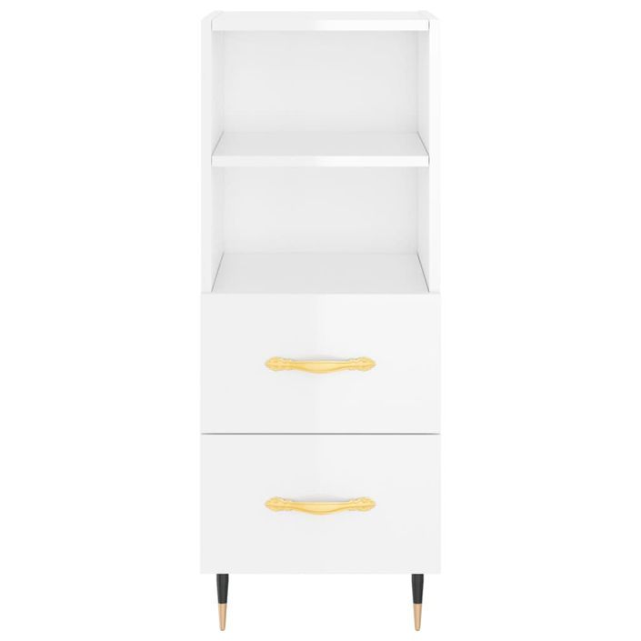 Buffet haut Blanc brillant 34,5x34x180 cm Bois d'ingénierie - Photo n°8