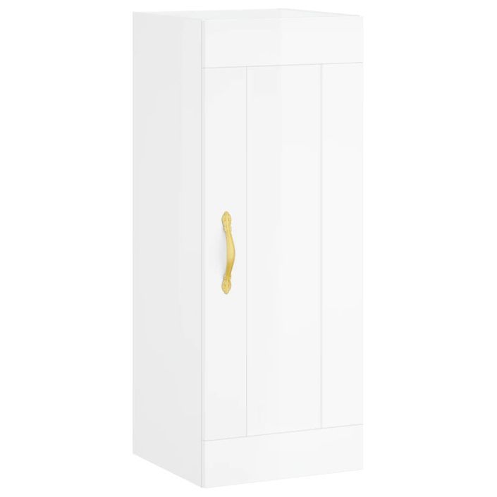 Buffet haut Blanc brillant 34,5x34x180 cm Bois d'ingénierie - Photo n°6