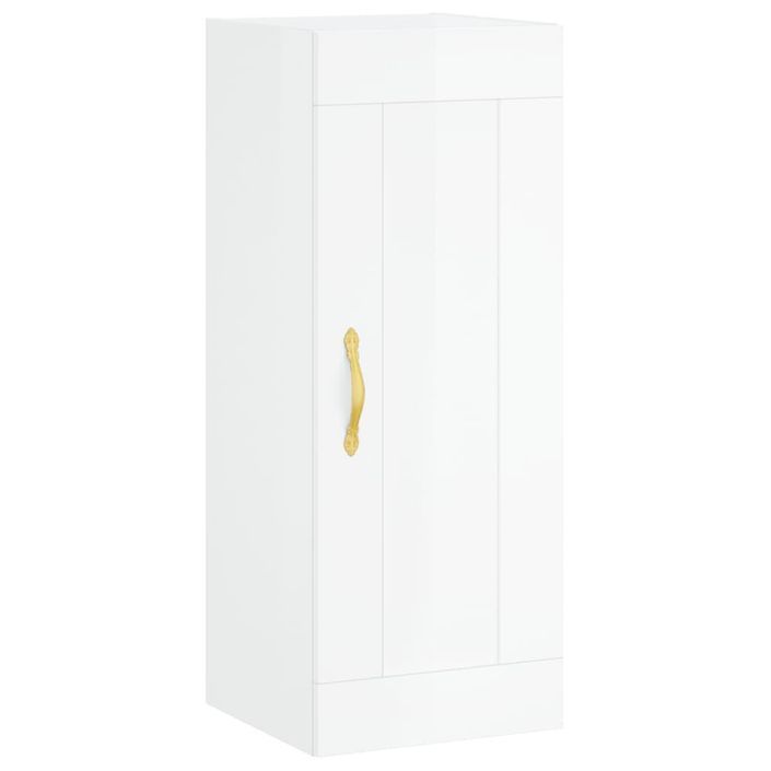 Buffet haut Blanc brillant 34,5x34x180 cm Bois d'ingénierie - Photo n°6