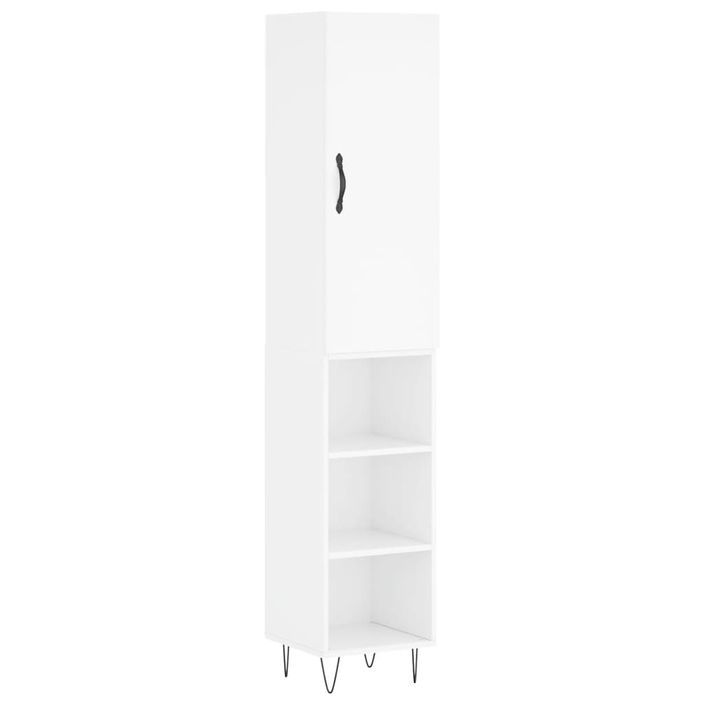 Buffet haut Blanc brillant 34,5x34x180 cm Bois d'ingénierie - Photo n°1