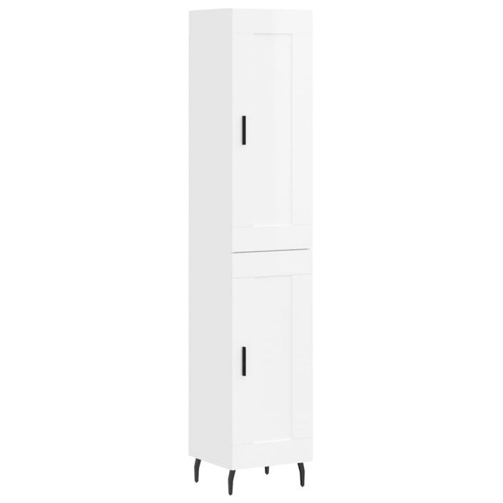 Buffet haut Blanc brillant 34,5x34x180 cm Bois d'ingénierie - Photo n°1