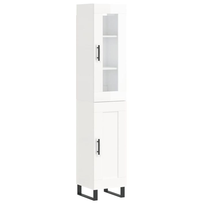 Buffet haut Blanc brillant 34,5x34x180 cm Bois d'ingénierie - Photo n°1