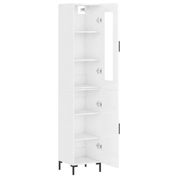 Buffet haut Blanc brillant 34,5x34x180 cm Bois d'ingénierie - Photo n°4