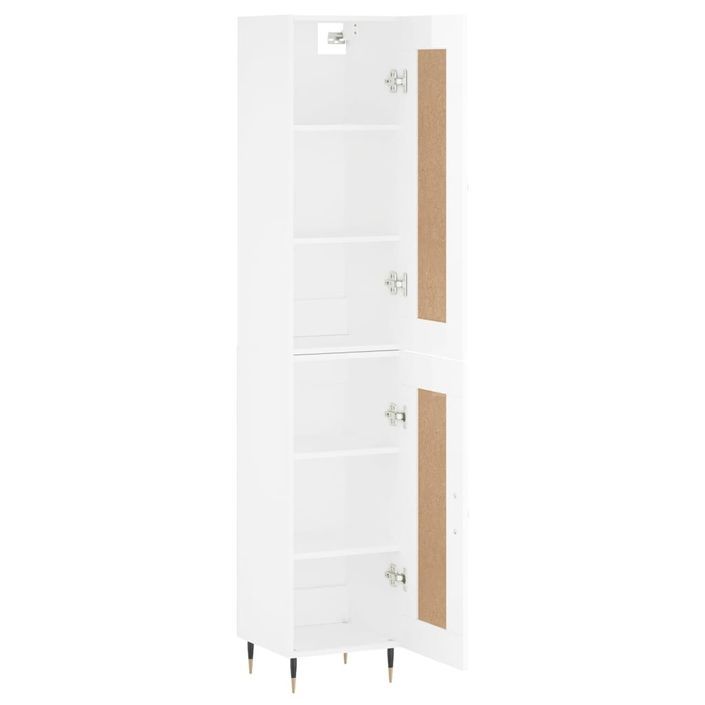 Buffet haut Blanc brillant 34,5x34x180 cm Bois d'ingénierie - Photo n°4