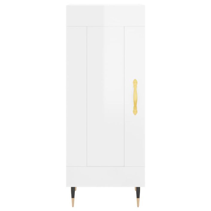 Buffet haut Blanc brillant 34,5x34x180 cm Bois d'ingénierie - Photo n°8