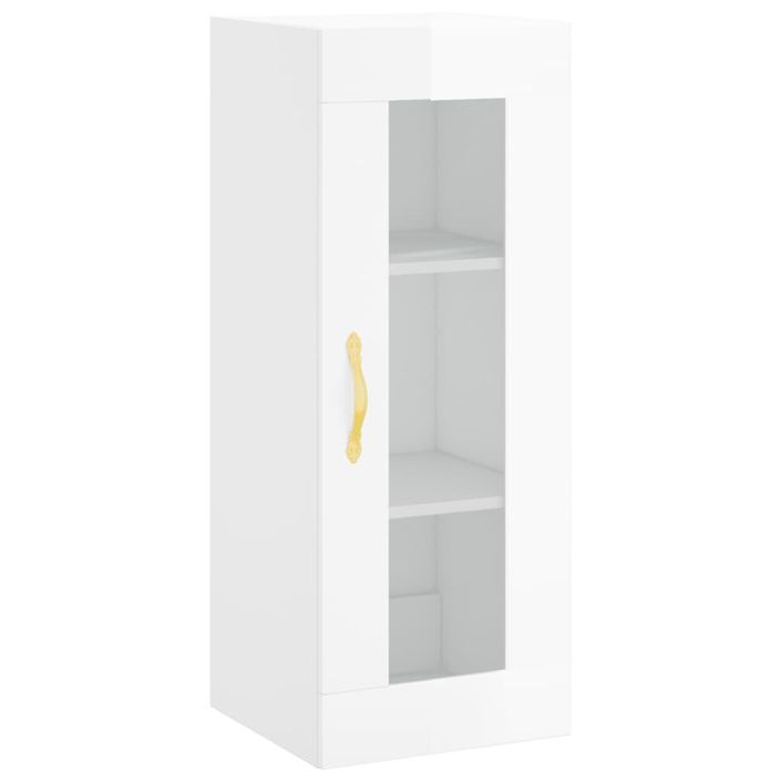 Buffet haut Blanc brillant 34,5x34x180 cm Bois d'ingénierie - Photo n°5