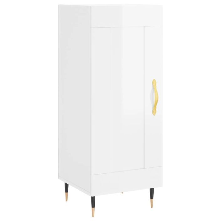 Buffet haut Blanc brillant 34,5x34x180 cm Bois d'ingénierie - Photo n°7