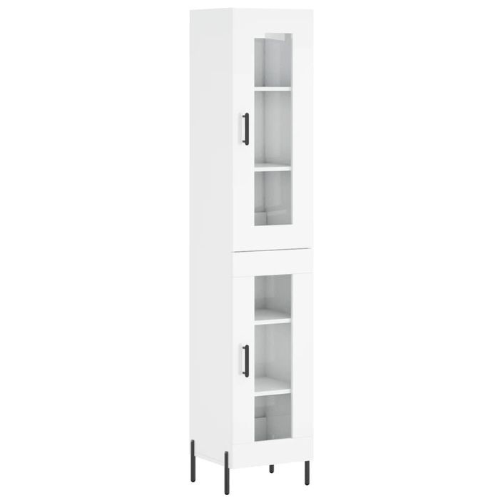 Buffet haut Blanc brillant 34,5x34x180 cm Bois d'ingénierie - Photo n°1