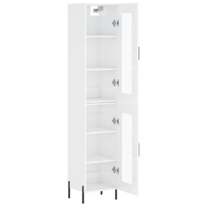 Buffet haut Blanc brillant 34,5x34x180 cm Bois d'ingénierie - Photo n°4