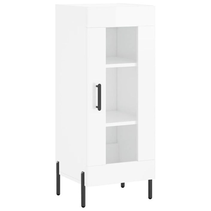 Buffet haut Blanc brillant 34,5x34x180 cm Bois d'ingénierie - Photo n°7