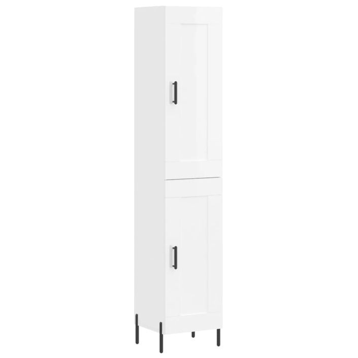 Buffet haut Blanc brillant 34,5x34x180 cm Bois d'ingénierie - Photo n°1