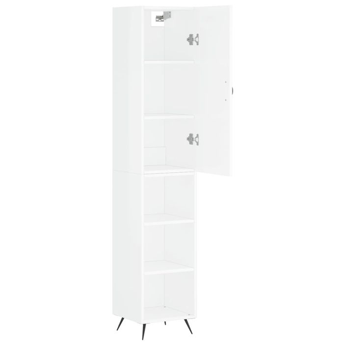 Buffet haut Blanc brillant 34,5x34x180 cm Bois d'ingénierie - Photo n°4