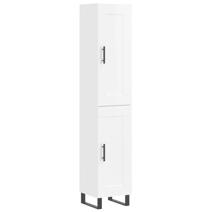 Buffet haut Blanc brillant 34,5x34x180 cm Bois d'ingénierie - Photo n°1