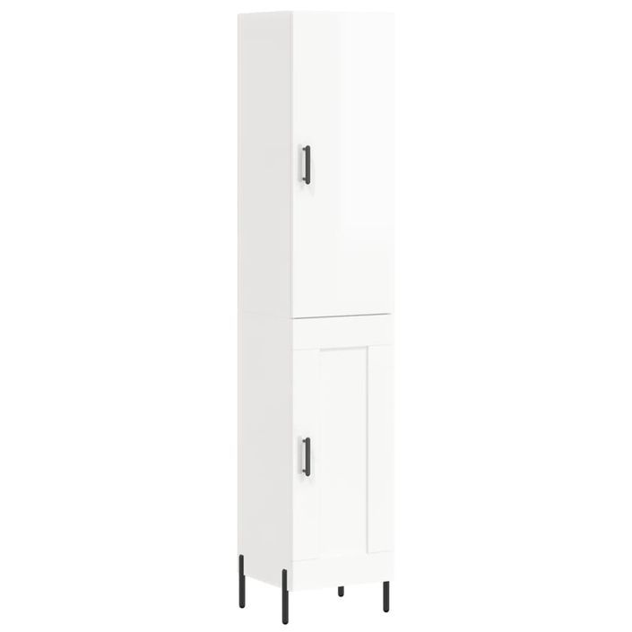 Buffet haut Blanc brillant 34,5x34x180 cm Bois d'ingénierie - Photo n°1