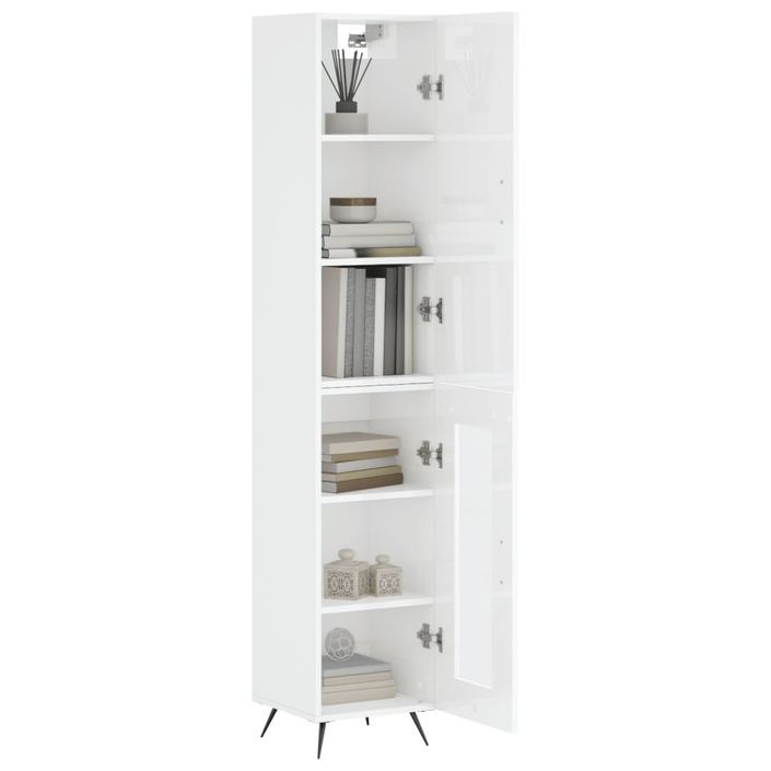 Buffet haut Blanc brillant 34,5x34x180 cm Bois d'ingénierie - Photo n°3