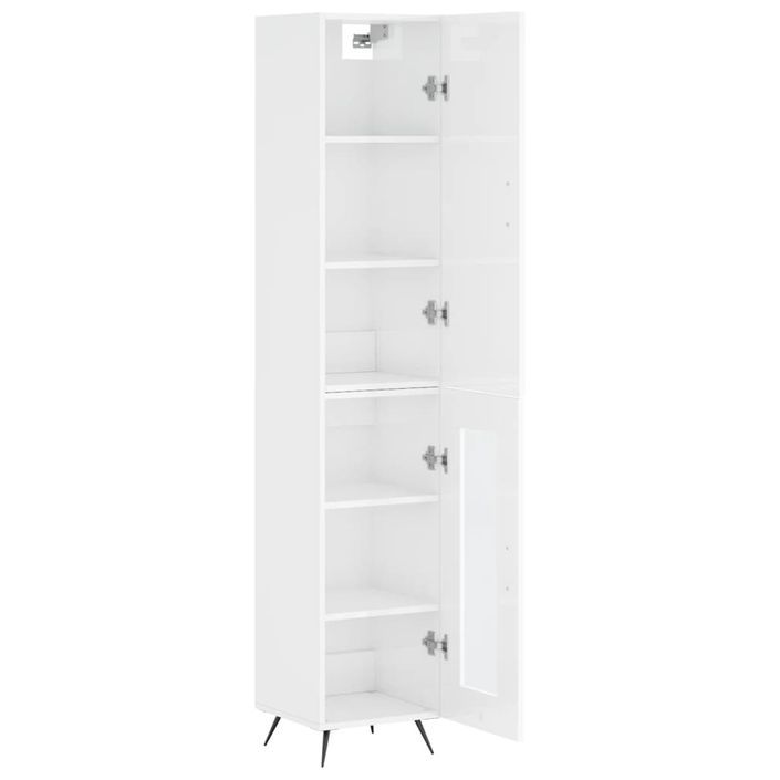 Buffet haut Blanc brillant 34,5x34x180 cm Bois d'ingénierie - Photo n°4