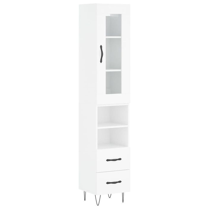 Buffet haut Blanc brillant 34,5x34x180 cm Bois d'ingénierie - Photo n°1