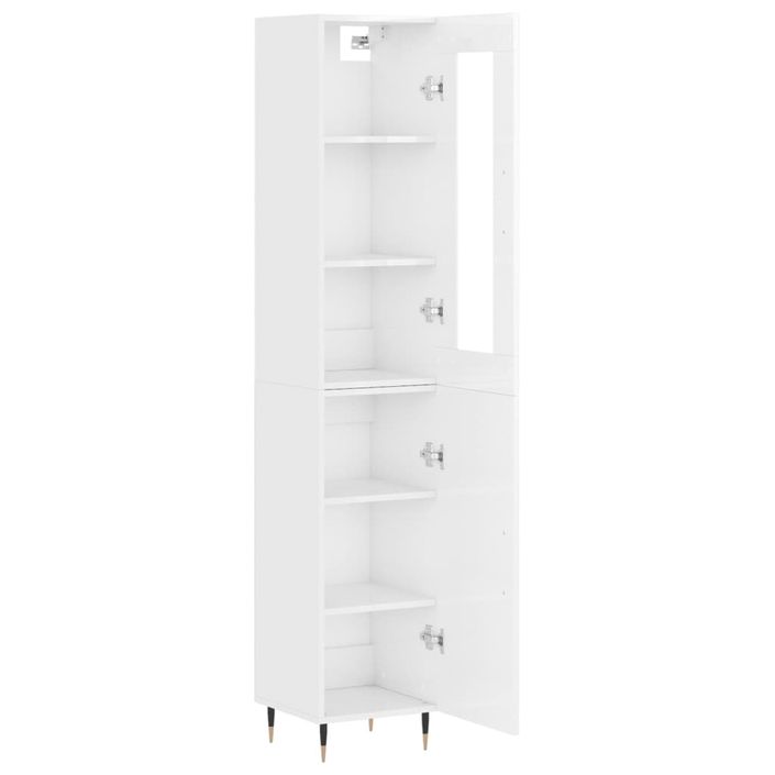 Buffet haut Blanc brillant 34,5x34x180 cm Bois d'ingénierie - Photo n°4