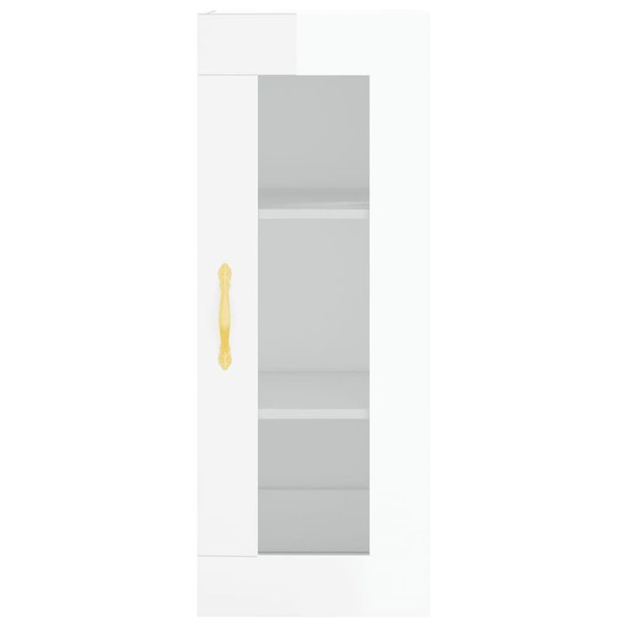 Buffet haut Blanc brillant 34,5x34x180 cm Bois d'ingénierie - Photo n°6