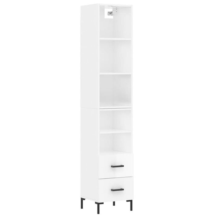 Buffet haut Blanc brillant 34,5x34x180 cm Bois d'ingénierie - Photo n°1