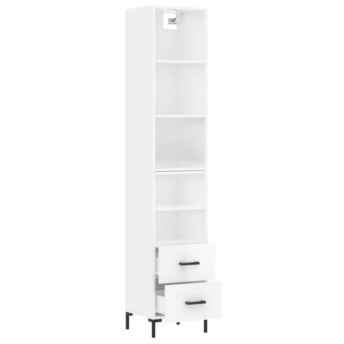 Buffet haut Blanc brillant 34,5x34x180 cm Bois d'ingénierie - Photo n°4