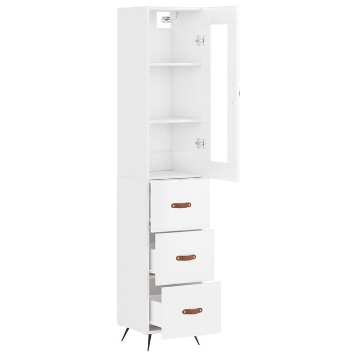 Buffet haut Blanc brillant 34,5x34x180 cm Bois d'ingénierie - Photo n°4