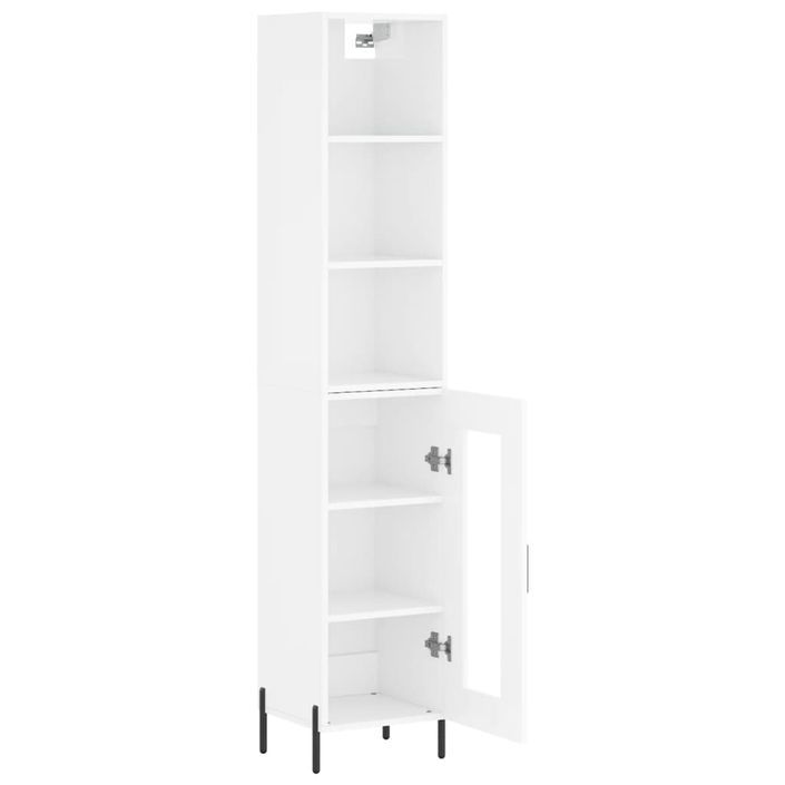 Buffet haut Blanc brillant 34,5x34x180 cm Bois d'ingénierie - Photo n°4