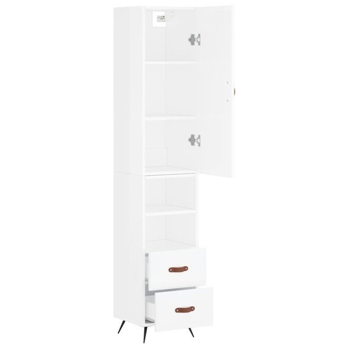 Buffet haut Blanc brillant 34,5x34x180 cm Bois d'ingénierie - Photo n°4