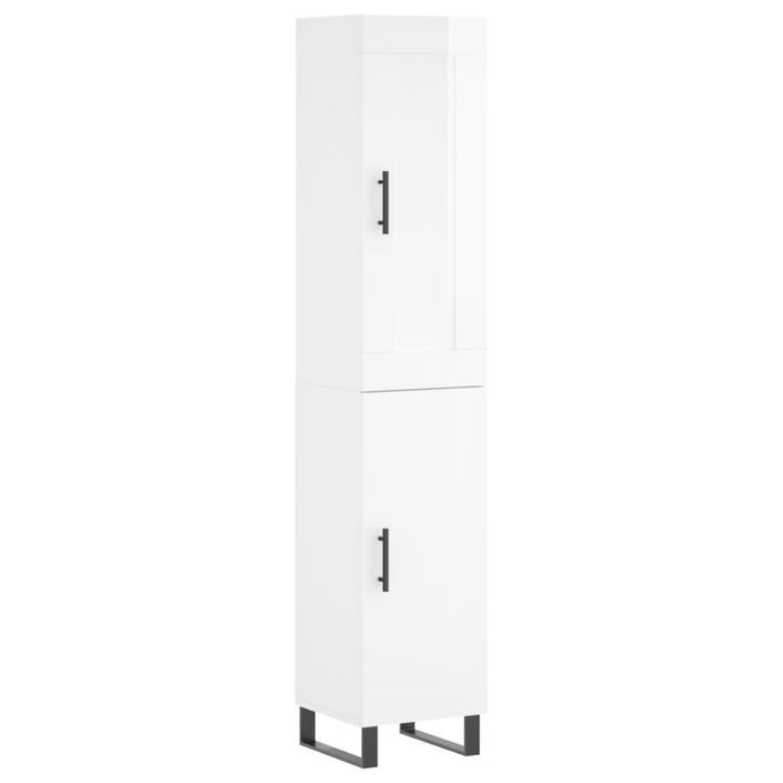 Buffet haut Blanc brillant 34,5x34x180 cm Bois d'ingénierie - Photo n°1