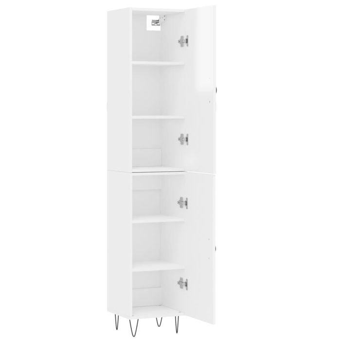 Buffet haut Blanc brillant 34,5x34x180 cm Bois d'ingénierie - Photo n°4