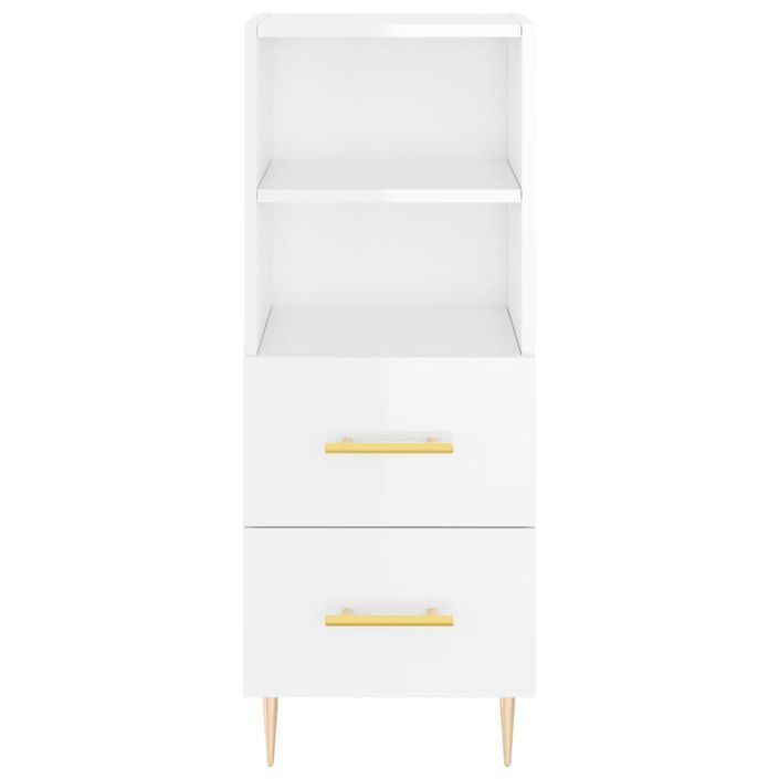 Buffet haut Blanc brillant 34,5x34x180 cm Bois d'ingénierie - Photo n°8