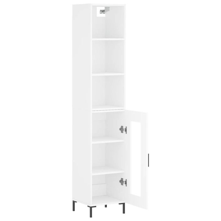 Buffet haut Blanc brillant 34,5x34x180 cm Bois d'ingénierie - Photo n°4