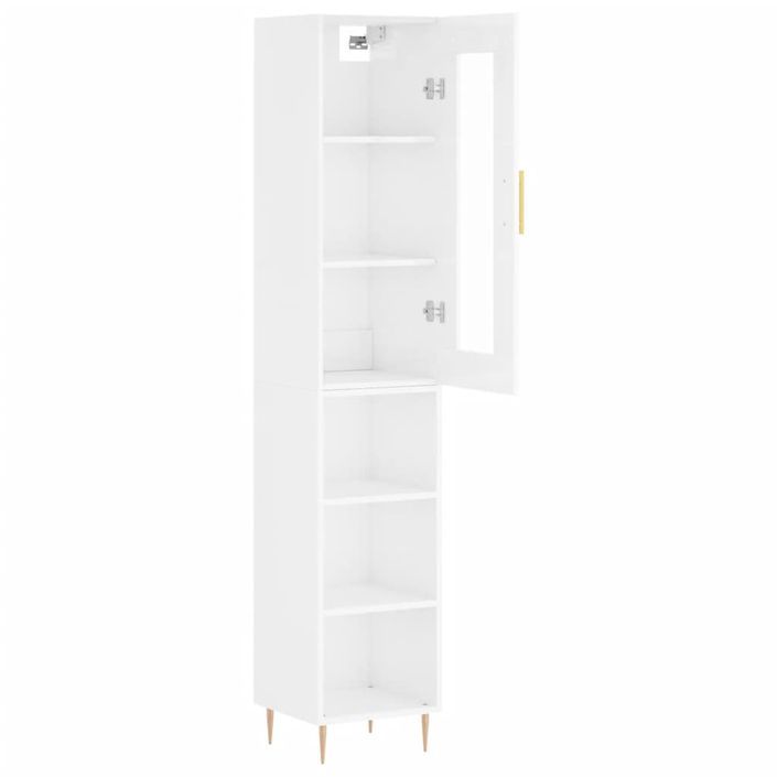 Buffet haut Blanc brillant 34,5x34x180 cm Bois d'ingénierie - Photo n°4