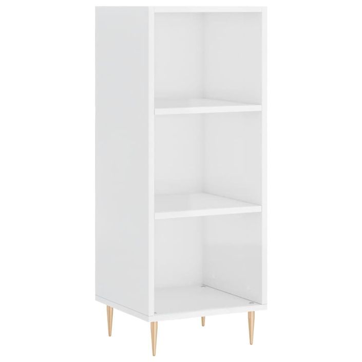 Buffet haut Blanc brillant 34,5x34x180 cm Bois d'ingénierie - Photo n°7