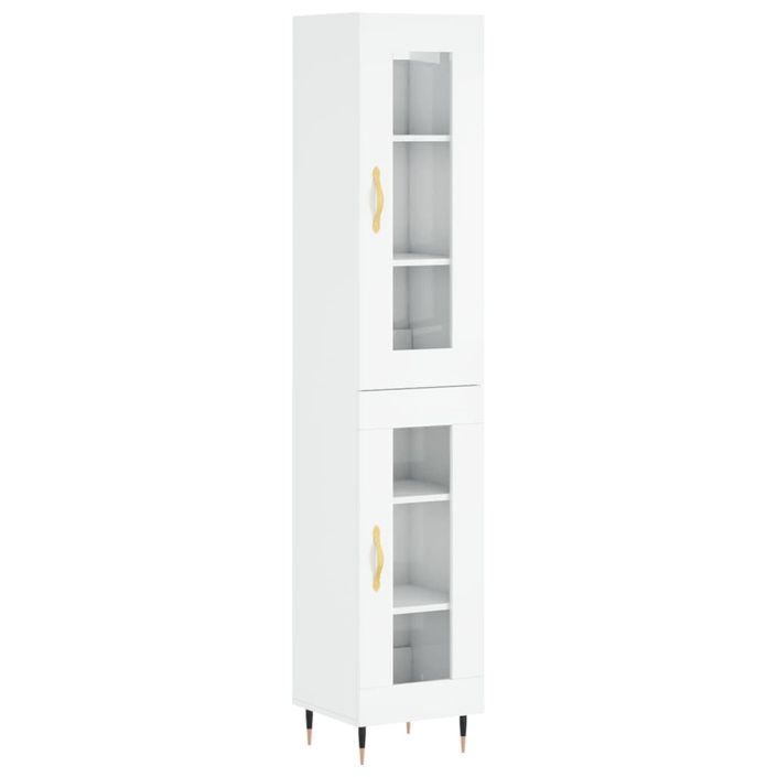 Buffet haut Blanc brillant 34,5x34x180 cm Bois d'ingénierie - Photo n°1