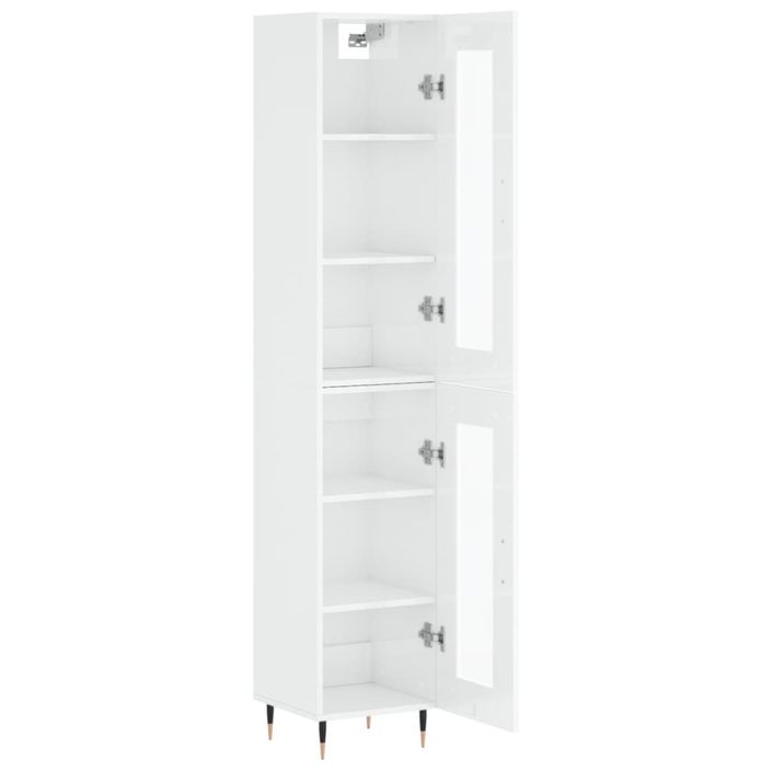 Buffet haut Blanc brillant 34,5x34x180 cm Bois d'ingénierie - Photo n°4