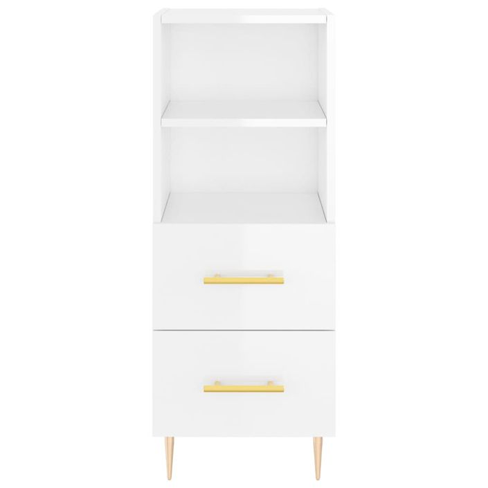 Buffet haut Blanc brillant 34,5x34x180 cm Bois d'ingénierie - Photo n°6