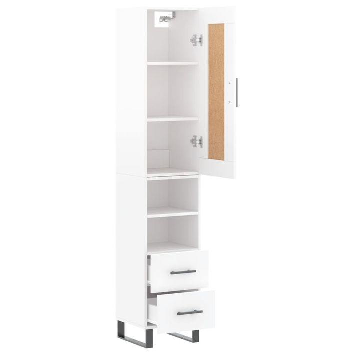 Buffet haut Blanc brillant 34,5x34x180 cm Bois d'ingénierie - Photo n°4