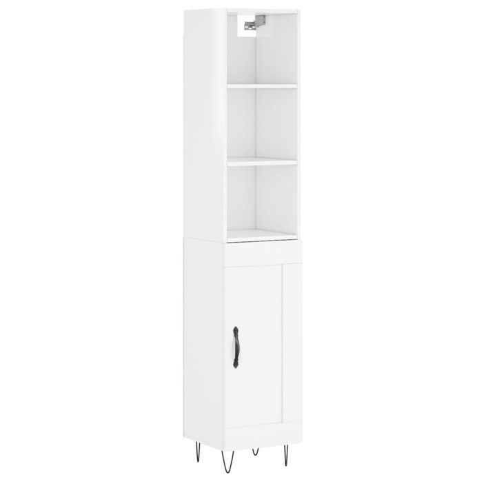 Buffet haut Blanc brillant 34,5x34x180 cm Bois d'ingénierie - Photo n°1