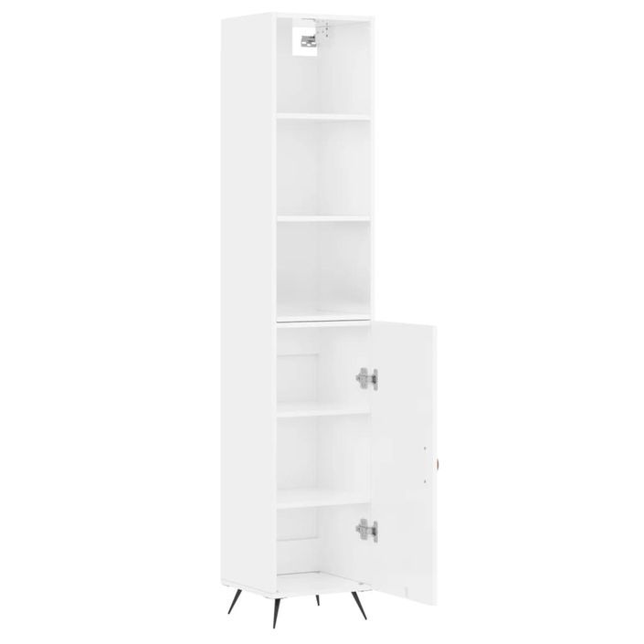 Buffet haut Blanc brillant 34,5x34x180 cm Bois d'ingénierie - Photo n°4