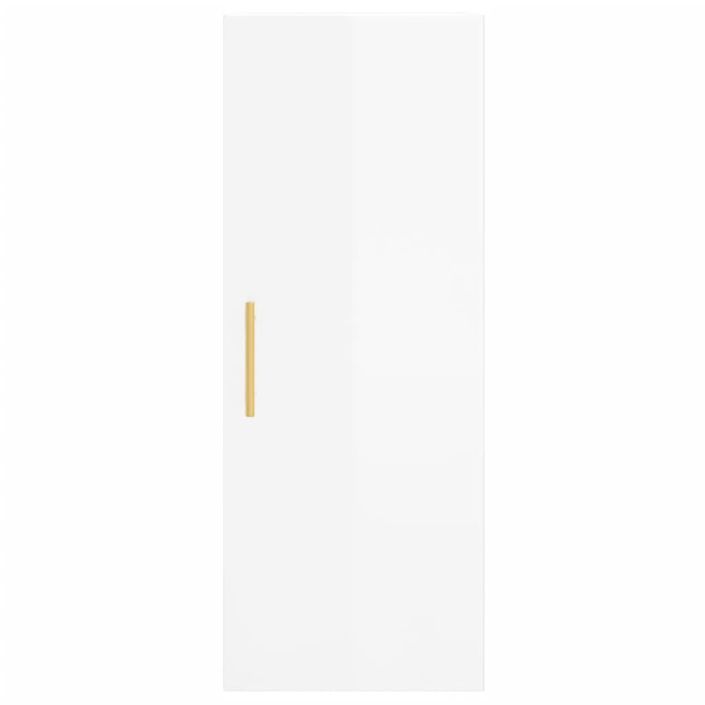 Buffet haut Blanc brillant 34,5x34x180 cm Bois d'ingénierie - Photo n°6