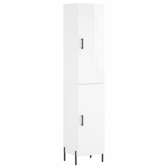 Buffet haut Blanc brillant 34,5x34x180 cm Bois d'ingénierie - Photo n°1