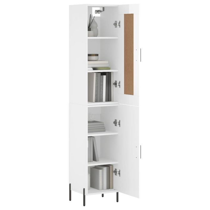 Buffet haut Blanc brillant 34,5x34x180 cm Bois d'ingénierie - Photo n°3