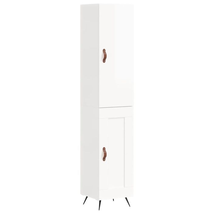 Buffet haut Blanc brillant 34,5x34x180 cm Bois d'ingénierie - Photo n°1