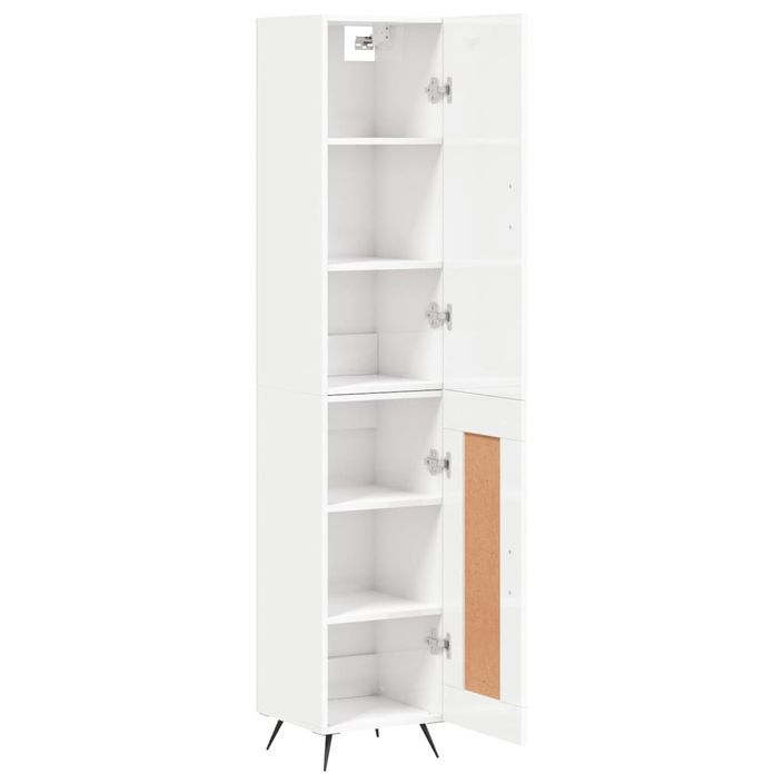 Buffet haut Blanc brillant 34,5x34x180 cm Bois d'ingénierie - Photo n°4