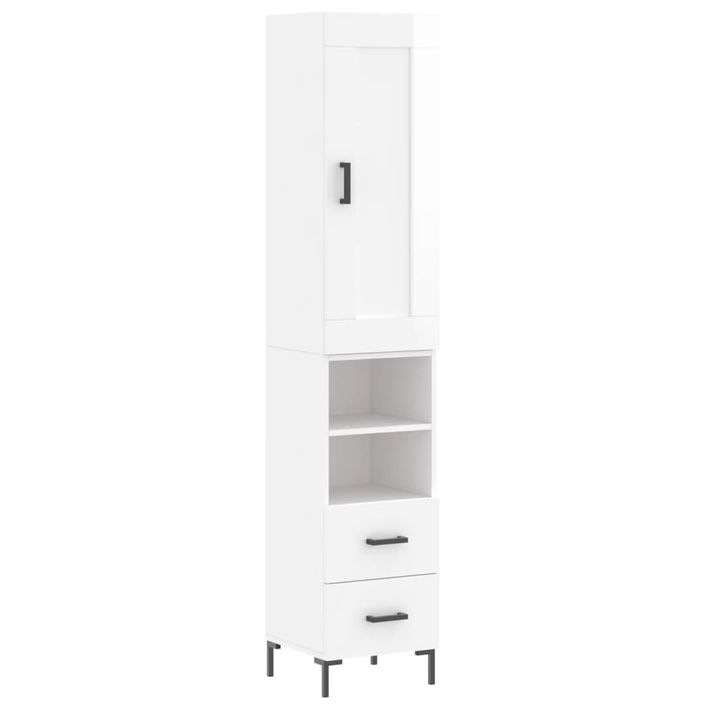 Buffet haut Blanc brillant 34,5x34x180 cm Bois d'ingénierie - Photo n°1