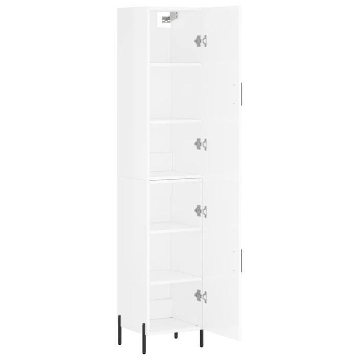 Buffet haut Blanc brillant 34,5x34x180 cm Bois d'ingénierie - Photo n°4