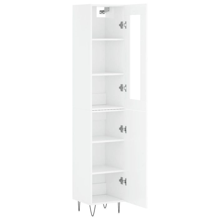 Buffet haut Blanc brillant 34,5x34x180 cm Bois d'ingénierie - Photo n°4