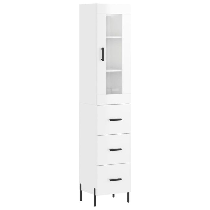 Buffet haut Blanc brillant 34,5x34x180 cm Bois d'ingénierie - Photo n°1