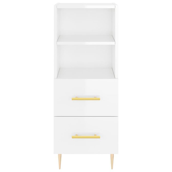 Buffet haut Blanc brillant 34,5x34x180 cm Bois d'ingénierie - Photo n°6